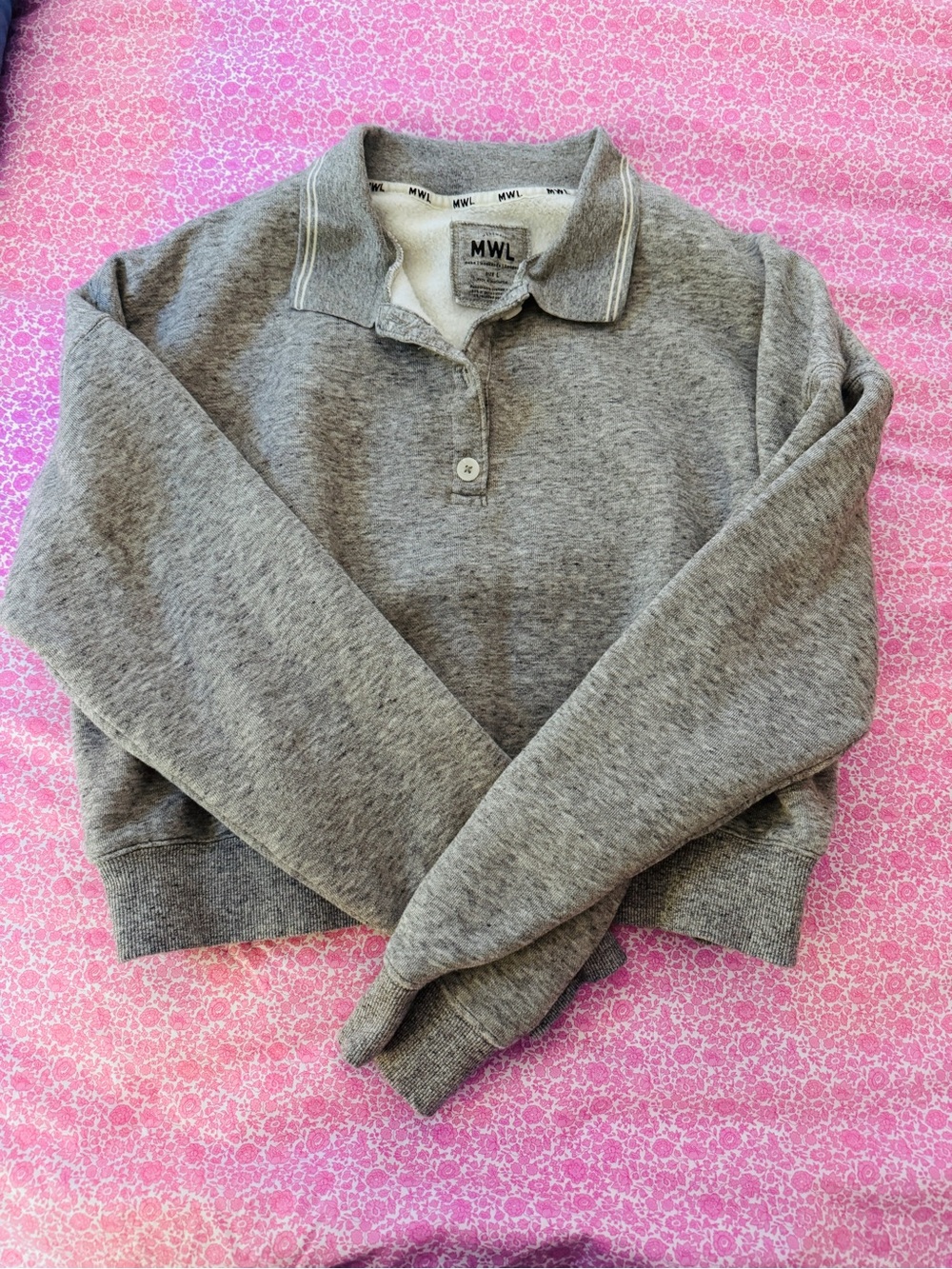 Madewell Gray Heather Polo Sweatshirt